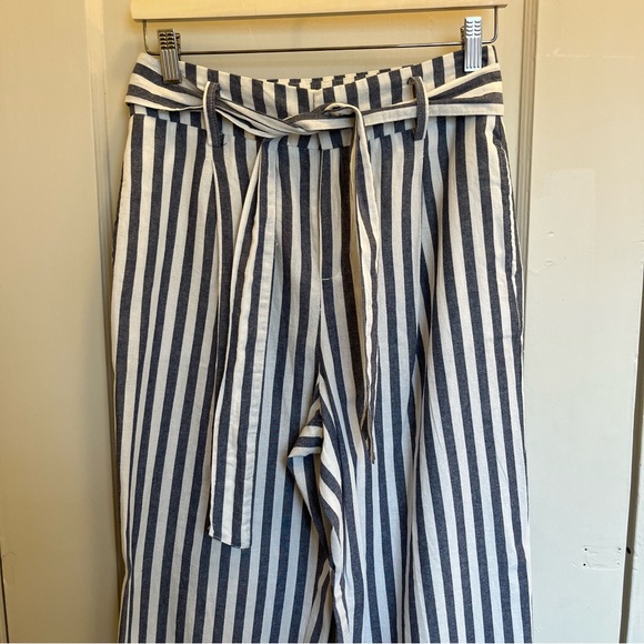 Zara Wide Leg High Waist Tie Lightweight Pants size Small, Blue & White Stripes - Picture 6 of 15